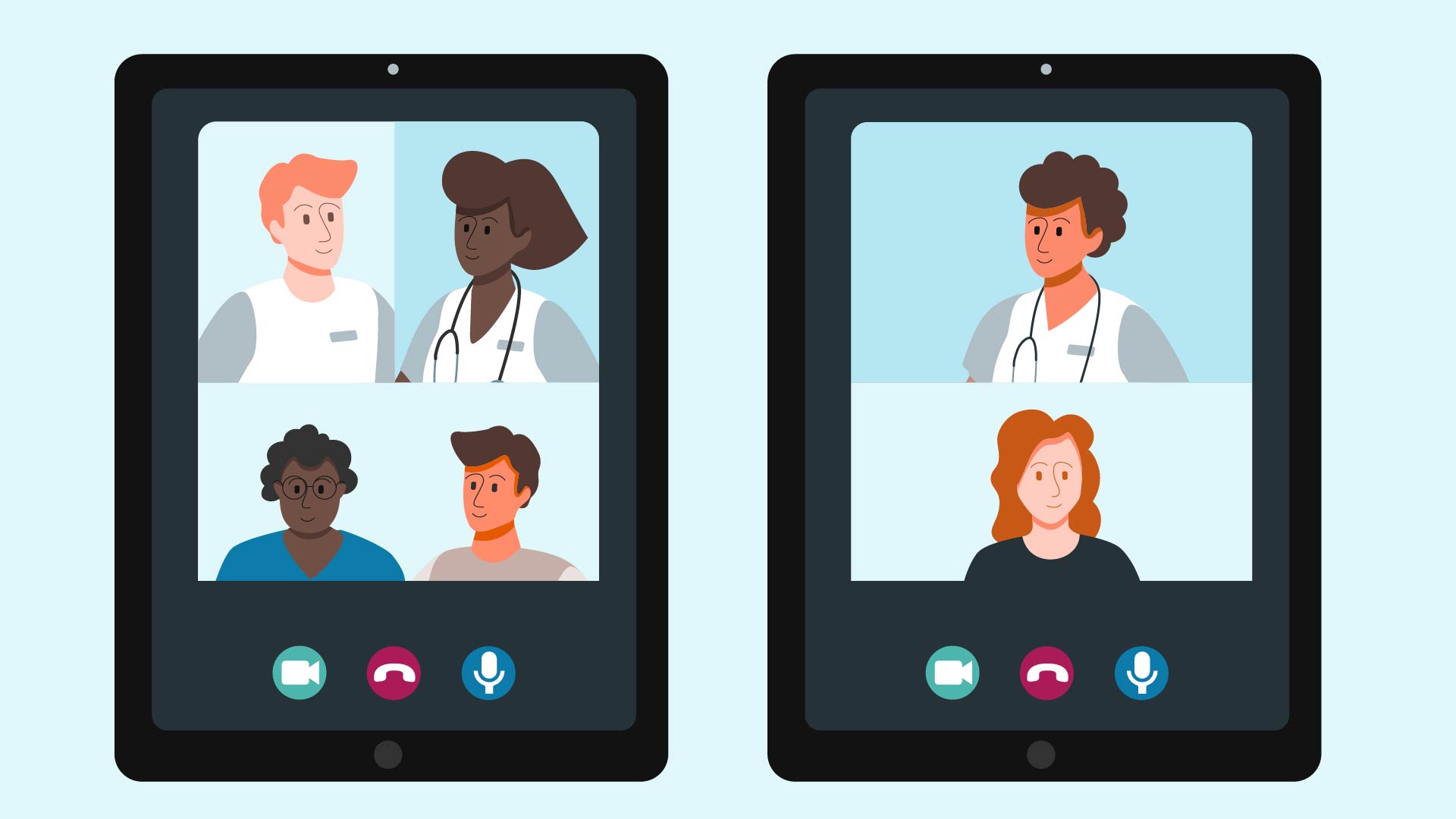 Illustration av surfplattor med videosamtal