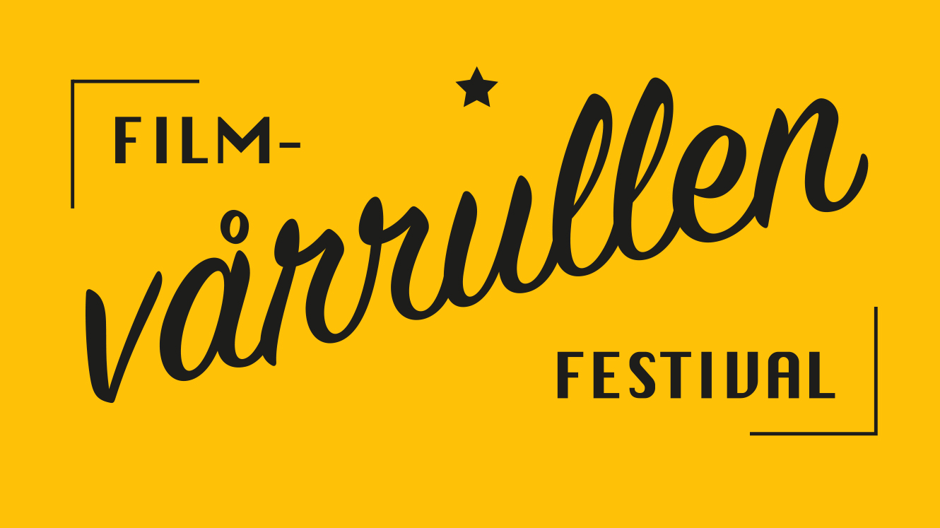 Texten Vårrullen Filmfestival skriven mot en gul bakgrund