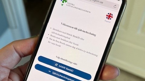 Självincheckning i mobiltelefon
