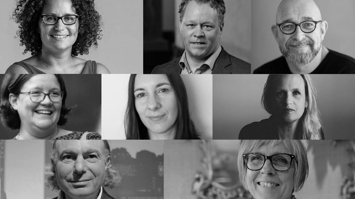 Svart-vita foton på åtta ansikten. 