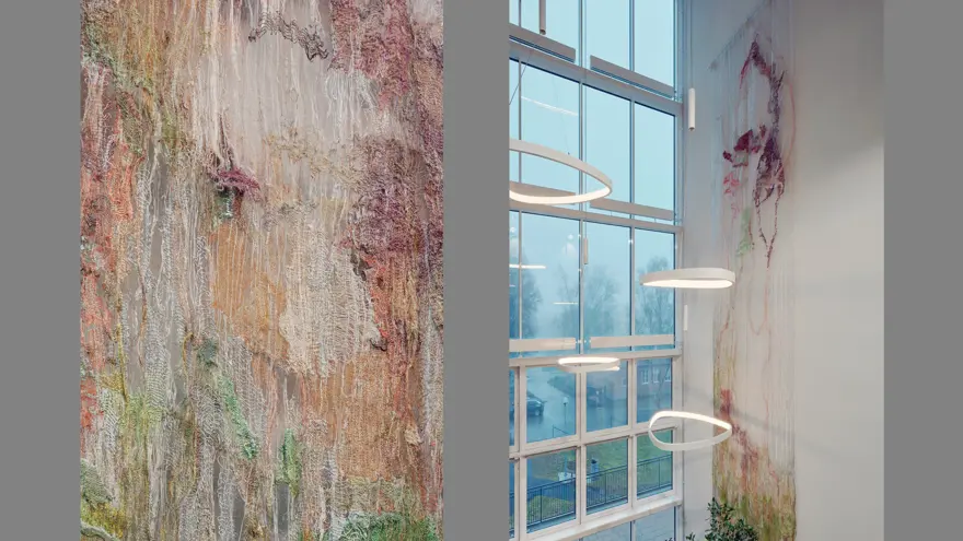 Verket Andromedas ros, i närbild och på lite håll hängande mot väggen