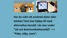 Blå bakgrund och bilder på ögonstyrning och styrsätt